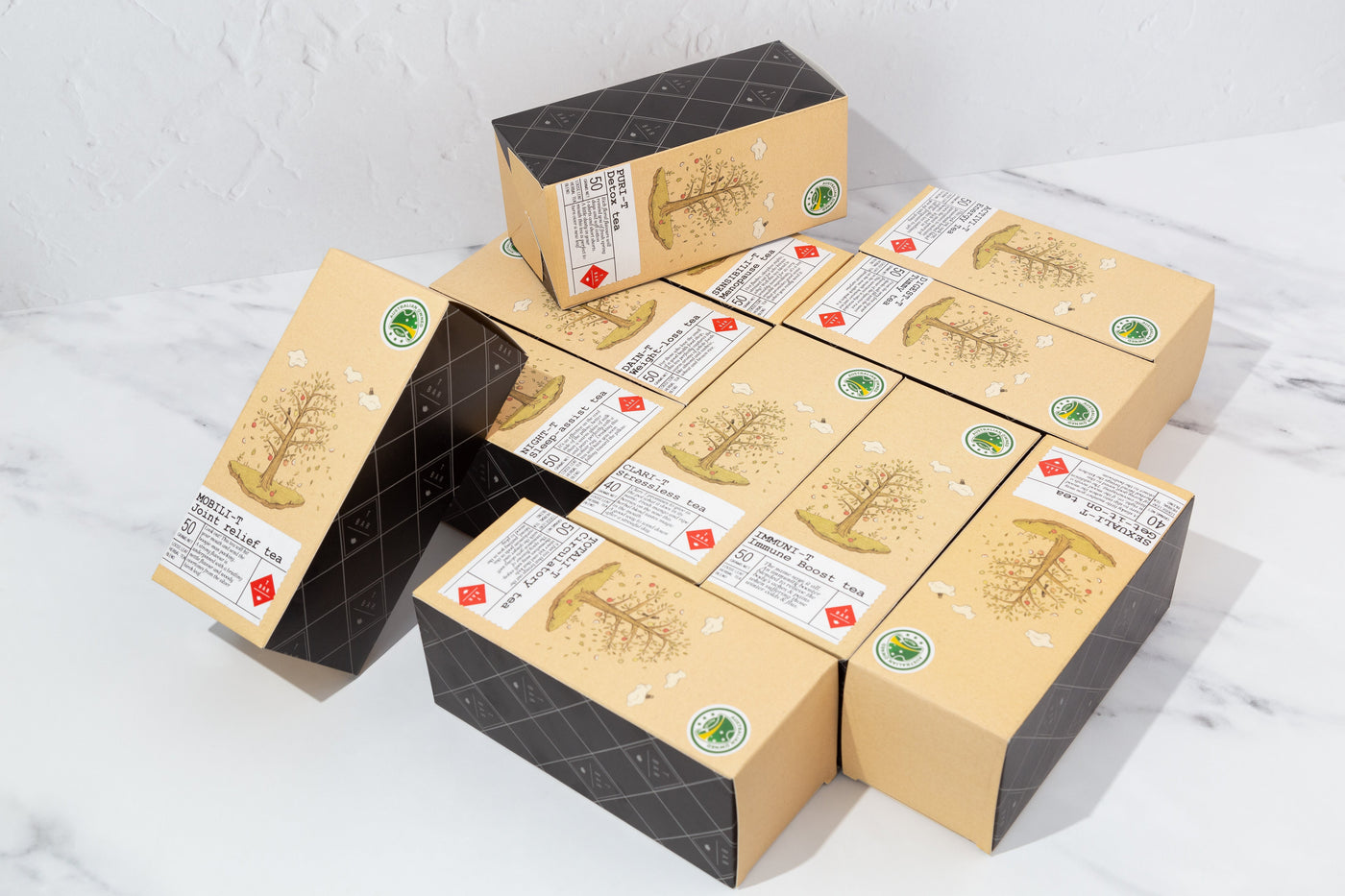 T BAR HERBAL TEA SELECTION IN PACKAGING