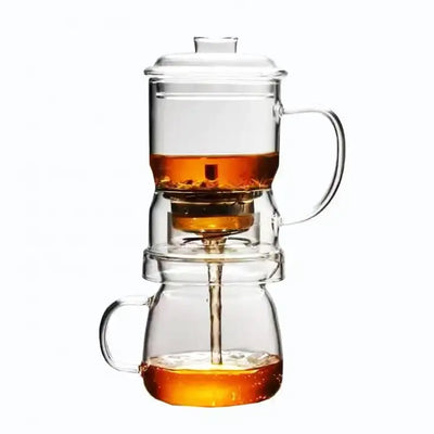 Glass Magic tea maker 400ml teapot with drip style glass lid and infuser