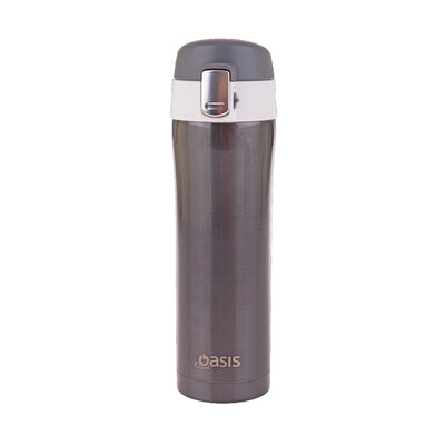 oasis vacuum tea coffee water flask 450ml Gun Metal Grey