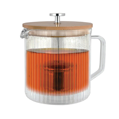 Avanti Rigato Double Wall Ribbed Glass Teapot 950ml