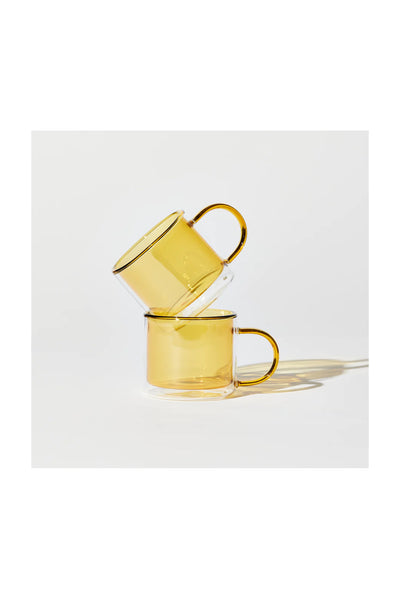 Coloured Glass Clear Gold  Tea Coffee Cup  Mug Sets