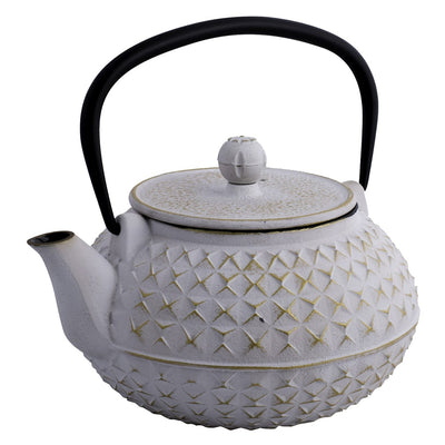 Cast Iron Teapot 900ml white and gold 