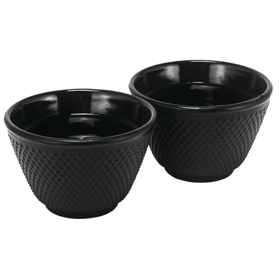 Avanti Hobnail Black Cast Iron Asian style Tea Cups - Set of 2