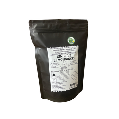 Ginger & Lemongrass 50 Pack Caterers hospitality tea Premium Pyramid Tea Bags compostable biodegradable sustainable